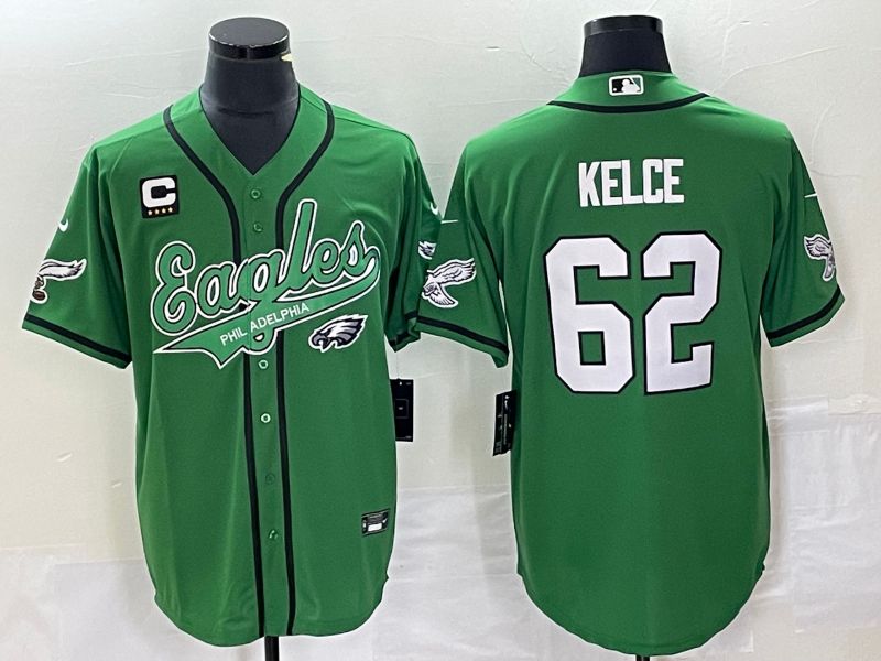 Men Philadelphia Eagles 62 Kelce Green Co Branding Game NFL Jersey style 2